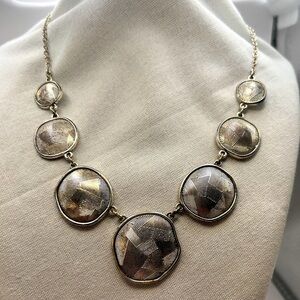 Avon SAQ silver tone Textured Disc Statement Necklace